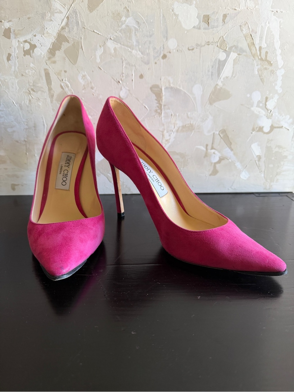 Jimmy Choo Fuchsia Suede Pointed-Toe Stiletto Pumps